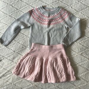 Cynthia Rowley girls argyle sweater cable skirt knit set.